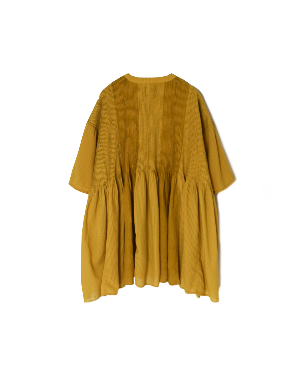 NMDS26262D(シャツ) 80s ORGANIC COTTON/80s LINEN PATCHWORK OVERDYE V-NECK S/SLEEVE SHIRT WITH MINI PINTUCK