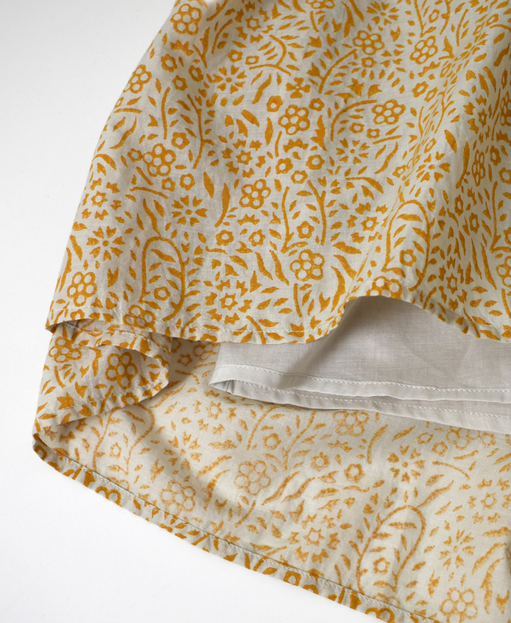 INMDS26104(ワンピース) 80s COTTON FLOWER BLOCK PRINT FRENCH/SL DRESS WITH RANDOM PLEATS