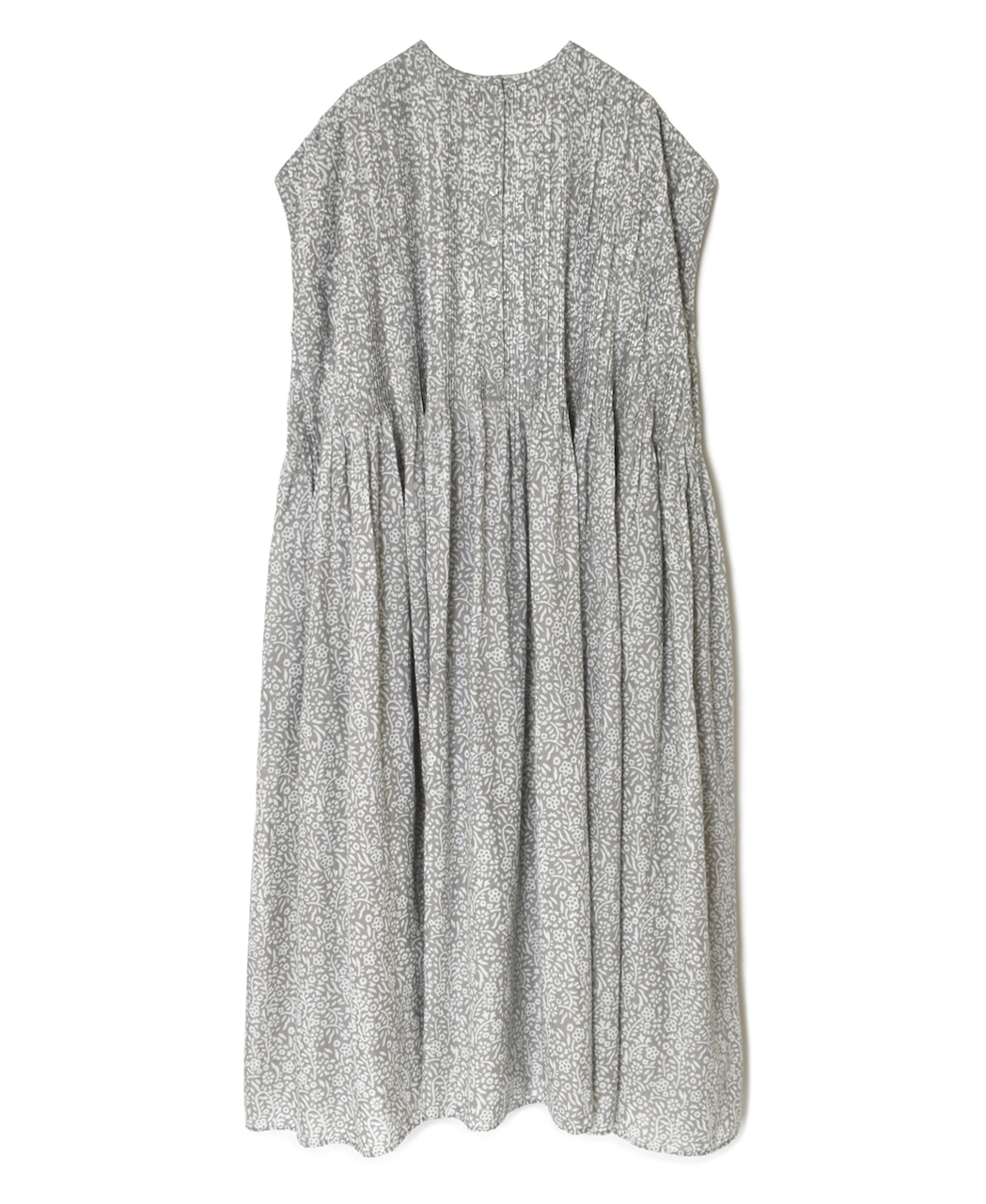 INMDS26104(ワンピース) 80s COTTON FLOWER BLOCK PRINT FRENCH/SL DRESS WITH RANDOM PLEATS