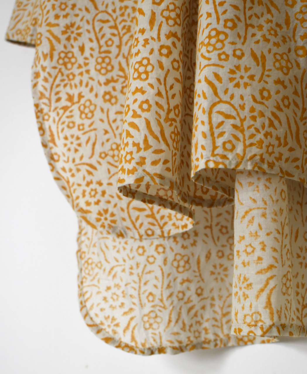 INMDS26102(チュニック) 80s COTTON FLOWER BLOCK PRINT BANDED COLLAR MINI PINTUCK TUNIC