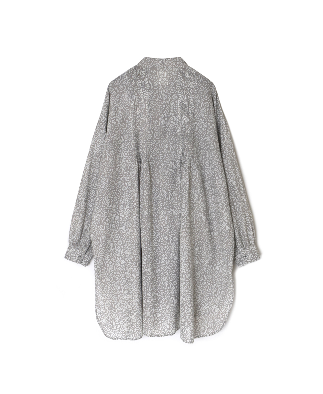 INMDS26102(チュニック) 80s COTTON FLOWER BLOCK PRINT BANDED COLLAR MINI PINTUCK TUNIC