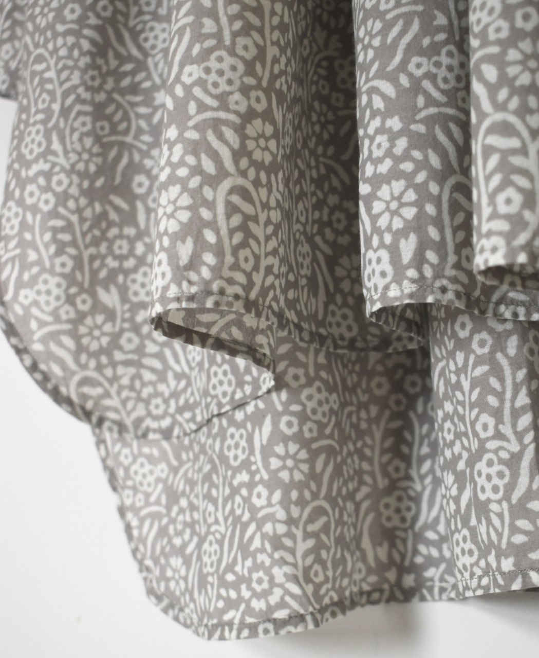 INMDS26102(チュニック) 80s COTTON FLOWER BLOCK PRINT BANDED COLLAR MINI PINTUCK TUNIC