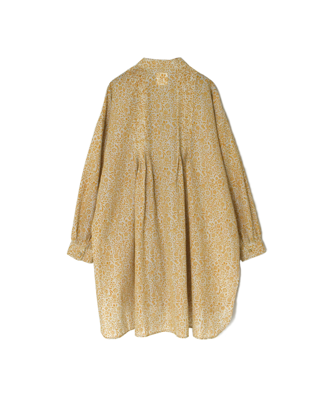 INMDS26102(チュニック) 80s COTTON FLOWER BLOCK PRINT BANDED COLLAR MINI PINTUCK TUNIC