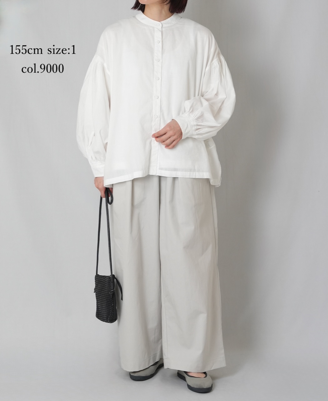 INMDS26071(シャツ) 100s KHADI PLAIN BANDED COLLAR SHIRTS WITH MINI PINTUCK