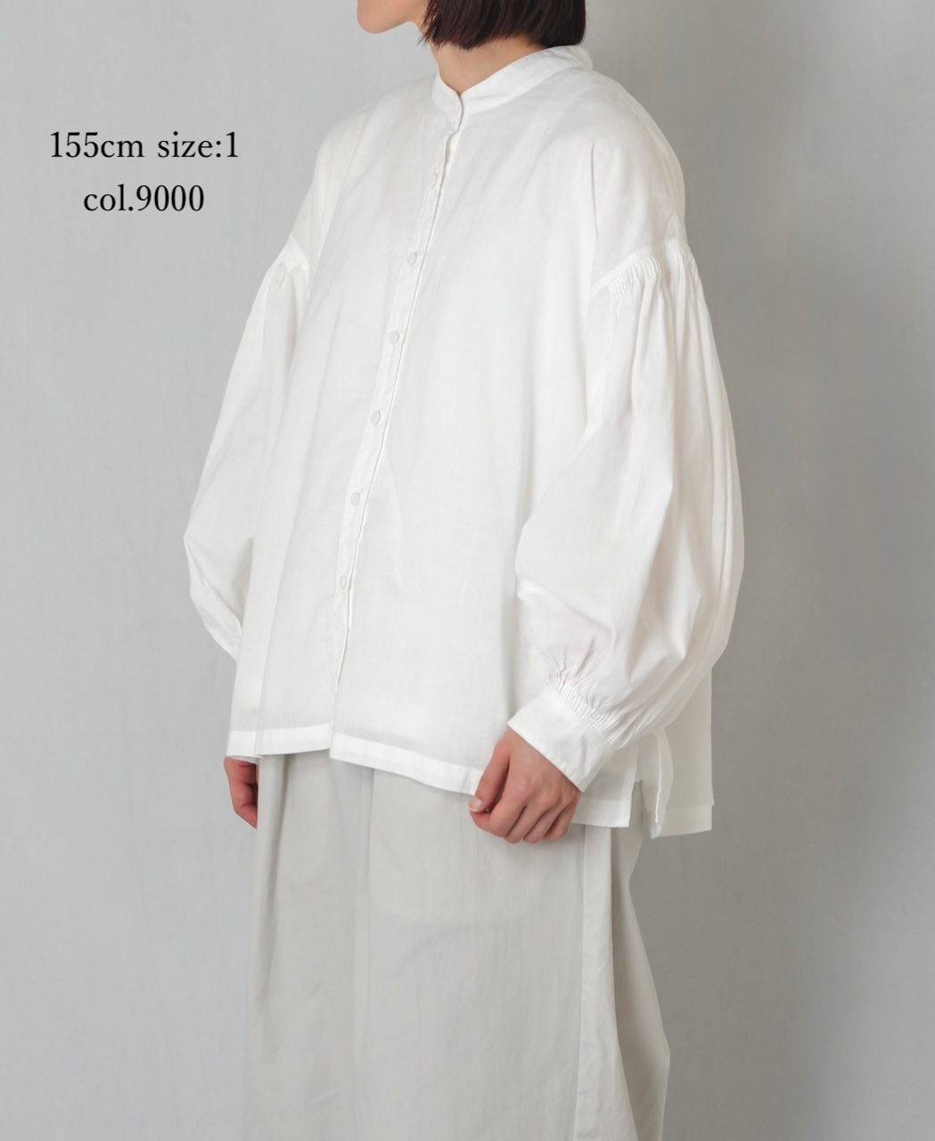 INMDS26071(シャツ) 100s KHADI PLAIN BANDED COLLAR SHIRTS WITH MINI PINTUCK