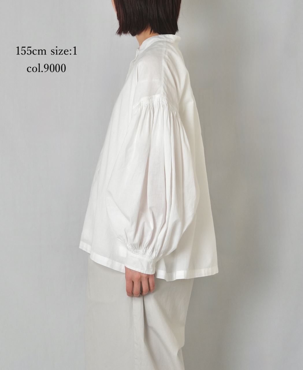 INMDS26071(シャツ) 100s KHADI PLAIN BANDED COLLAR SHIRTS WITH MINI PINTUCK