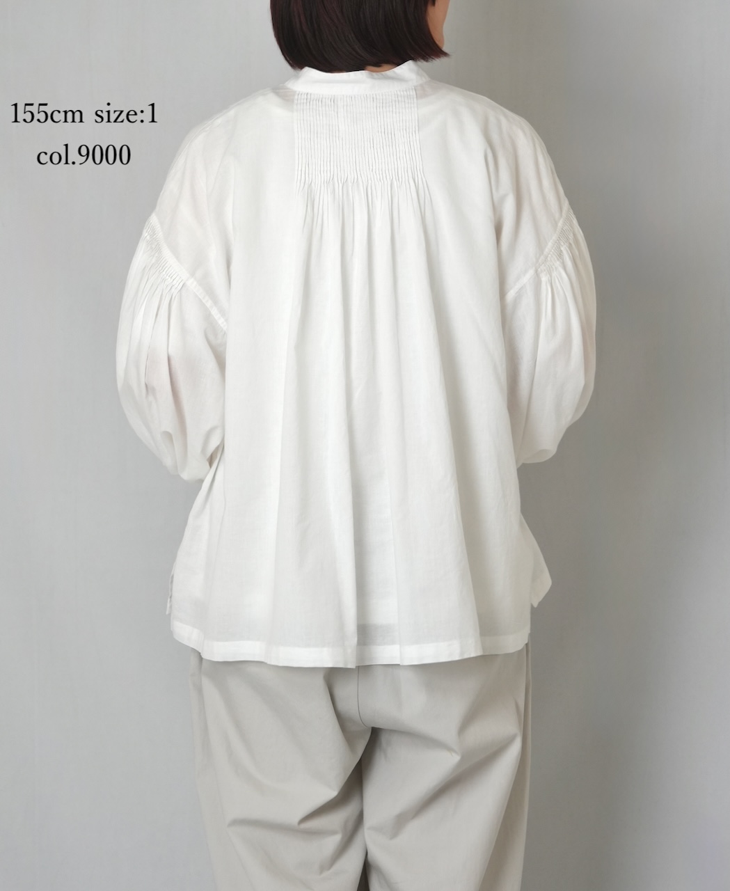 INMDS26071(シャツ) 100s KHADI PLAIN BANDED COLLAR SHIRTS WITH MINI PINTUCK