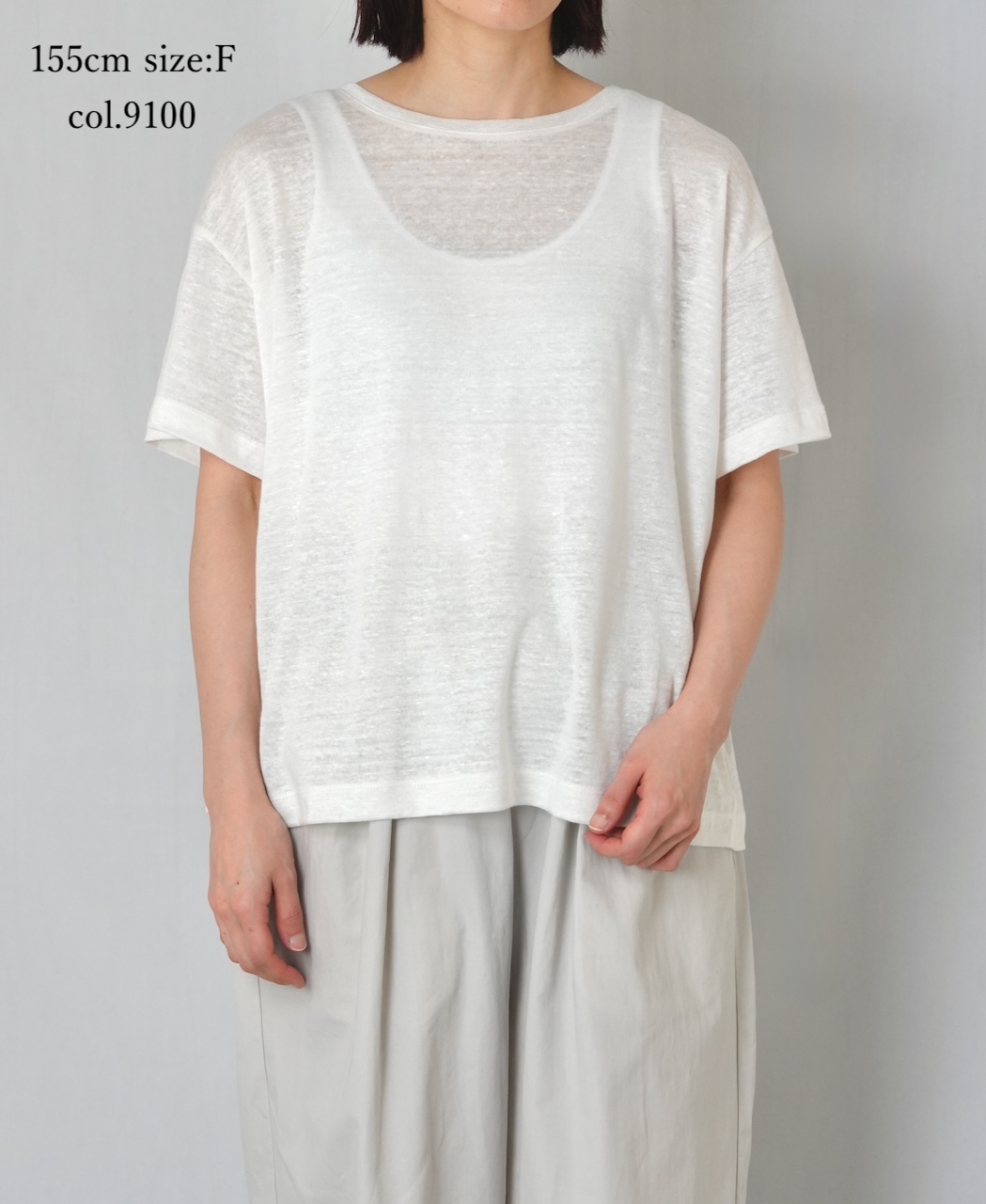 GNMDS26021(Tシャツ) LINEN SINGLE JERSEY BOAT NECK T-SHIRTS