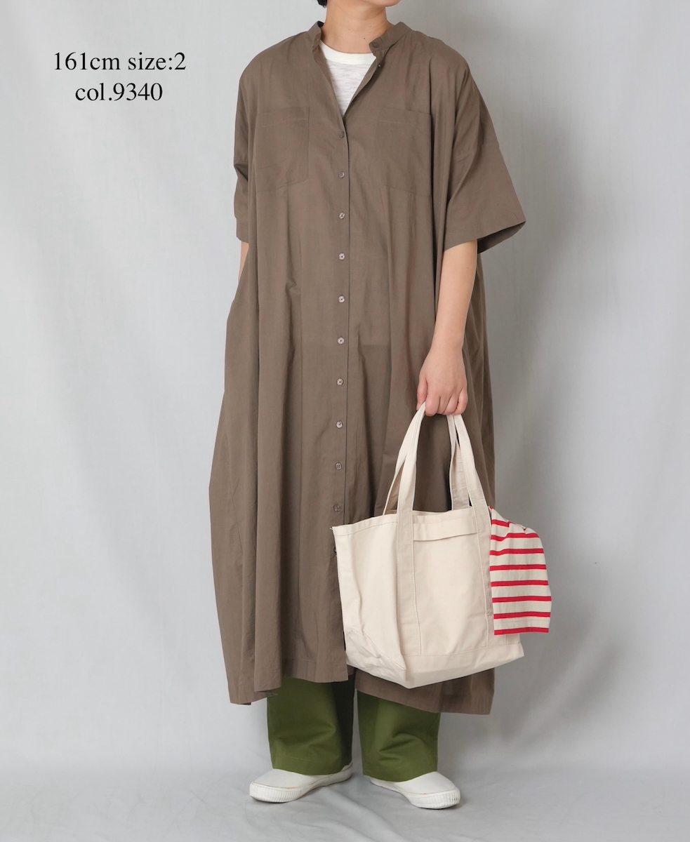 NSL26004(ワンピース) 60s CAMBRIC PLAIN BANDED COLLAR BACK SIDE GATHERED DRESS
