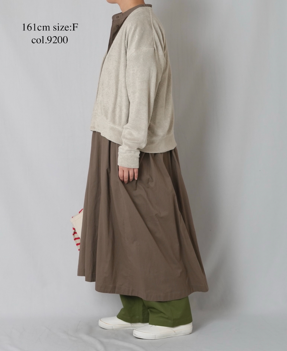 GNSL26031(カーディガン) LINEN POLYESTER PILE V-NECK 1BUTTON CARDIGAN