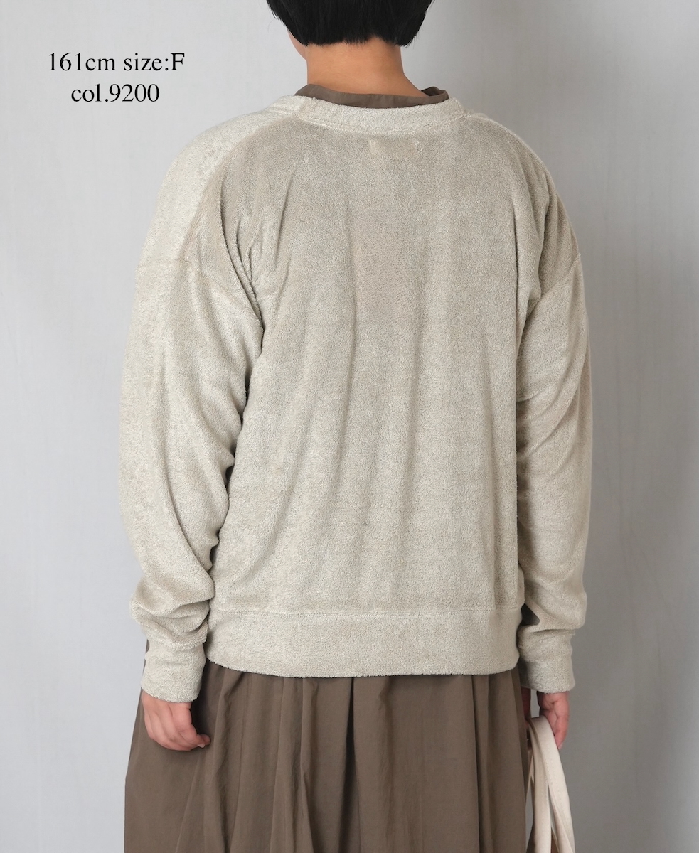 GNSL26031(カーディガン) LINEN POLYESTER PILE V-NECK 1BUTTON CARDIGAN