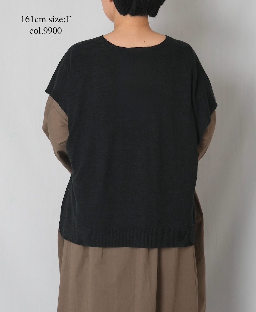 NNSL26003(ベスト) 12GG 1PLY LINEN/COTTON V-NECK VEST WITH SIDE BUTTON