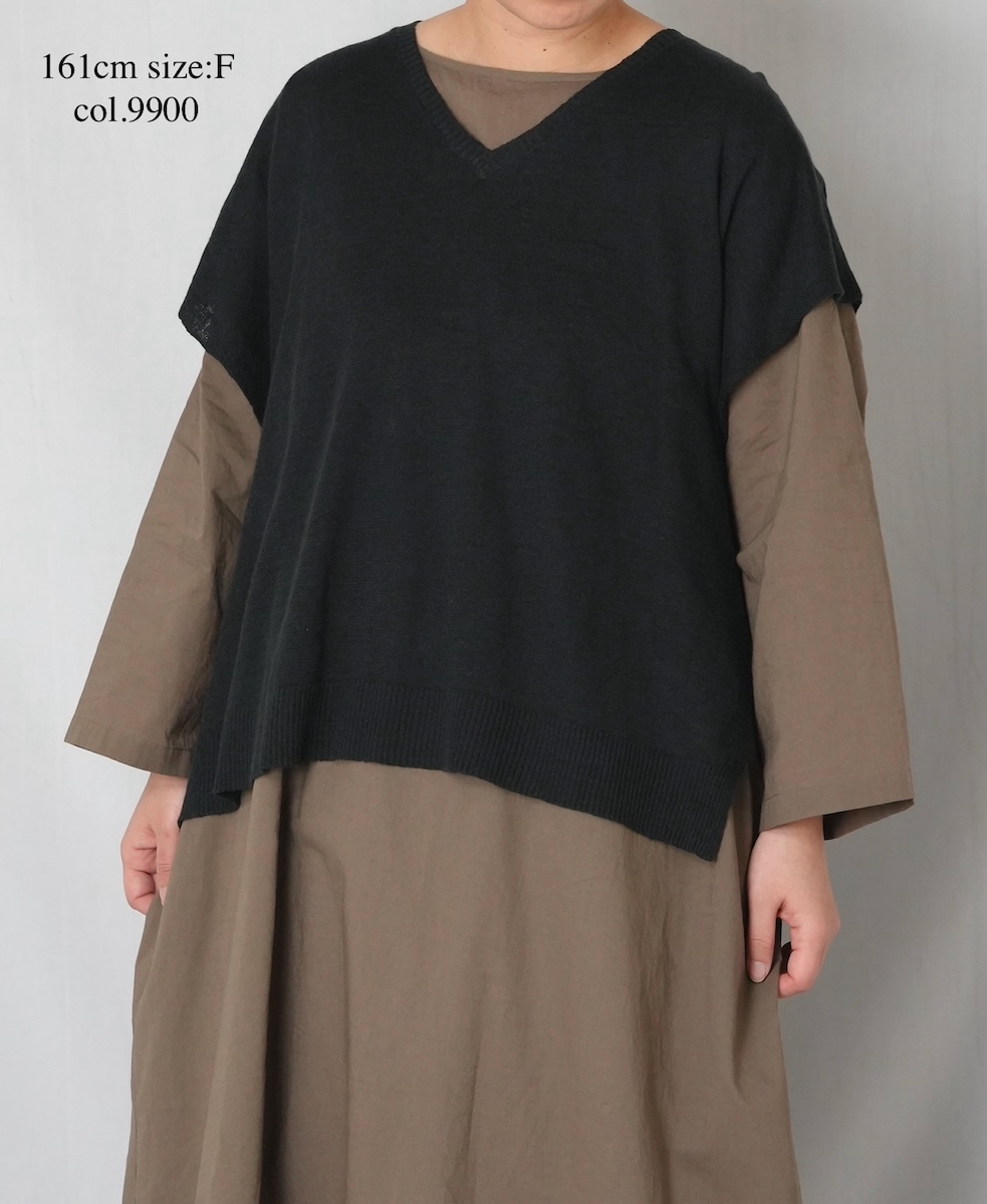 NNSL26003(ベスト) 12GG 1PLY LINEN/COTTON V-NECK VEST WITH SIDE BUTTON