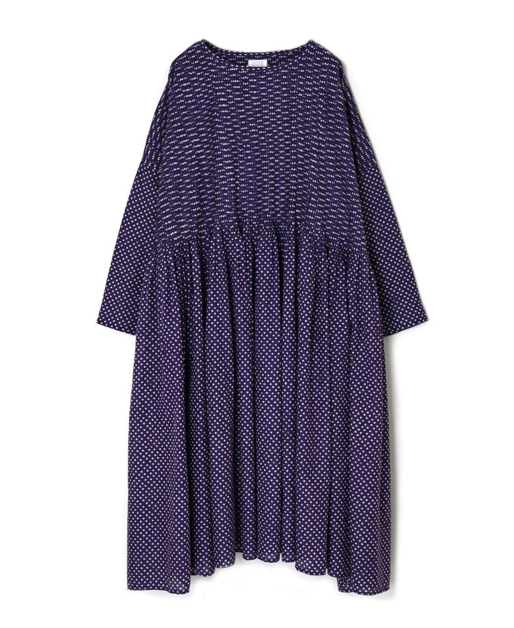 INMDS26082(ワンピース) 80s VOILE SQUARE BLOCK PRINT MINI PINTUCK PULLOVER DRESS