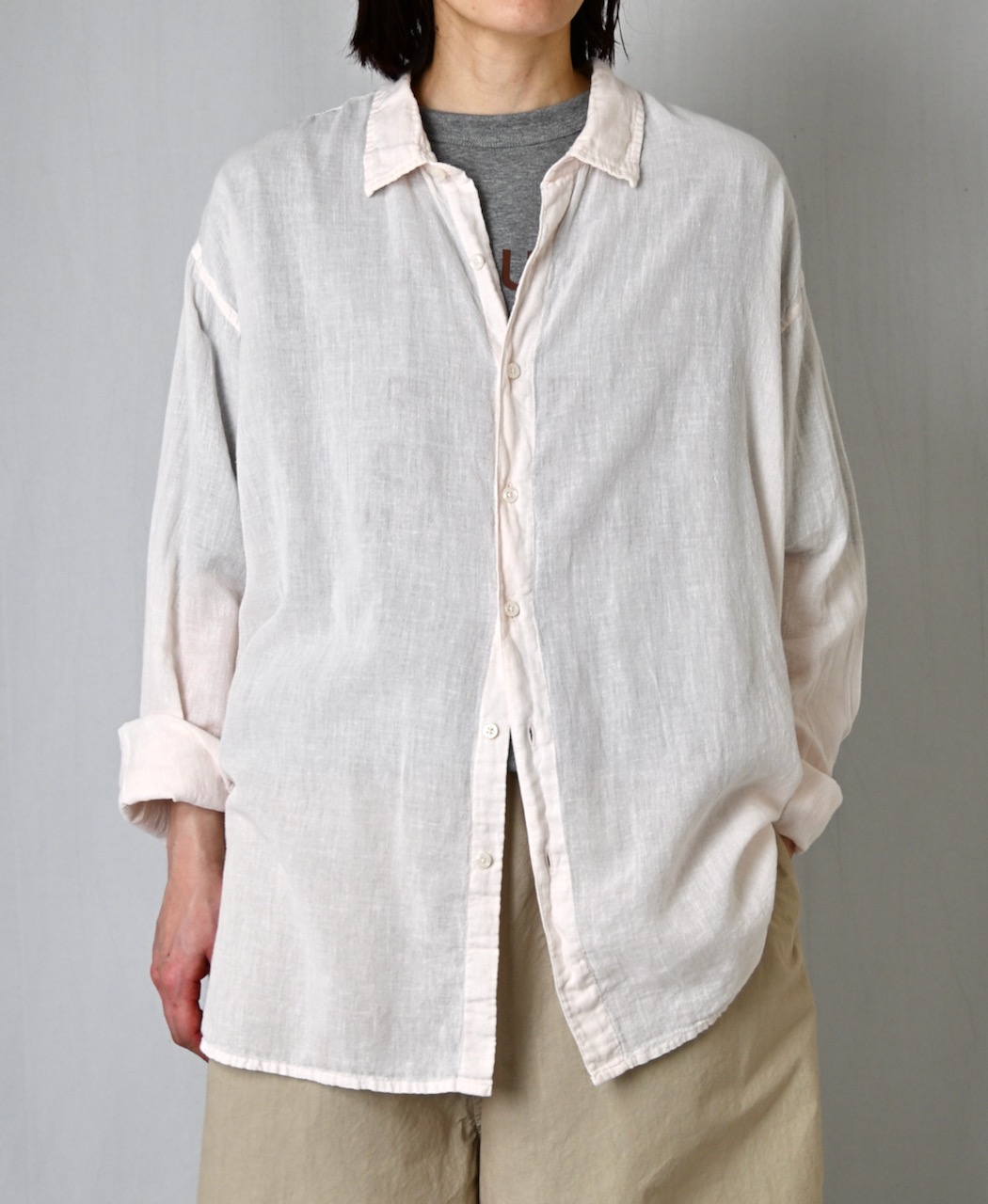 INAM2502G3D(シャツ) 30s GAUZE PLAIN OVERDYE UTILITY REGULAR COLLAR SHIRT