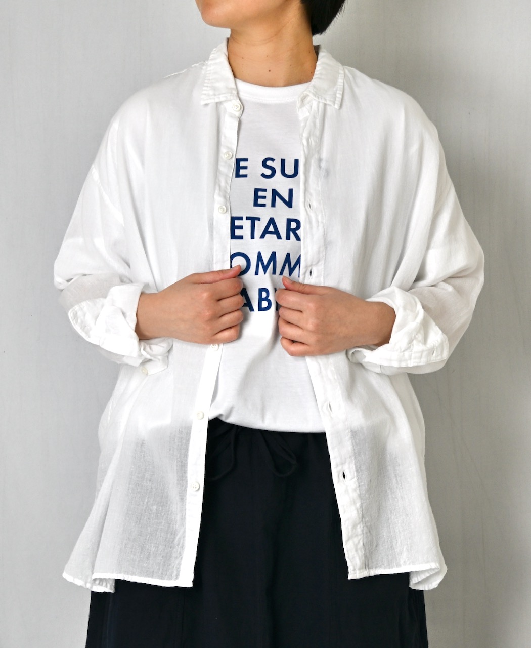 INAM2502G3D(シャツ) 30s GAUZE PLAIN OVERDYE UTILITY REGULAR COLLAR SHIRT