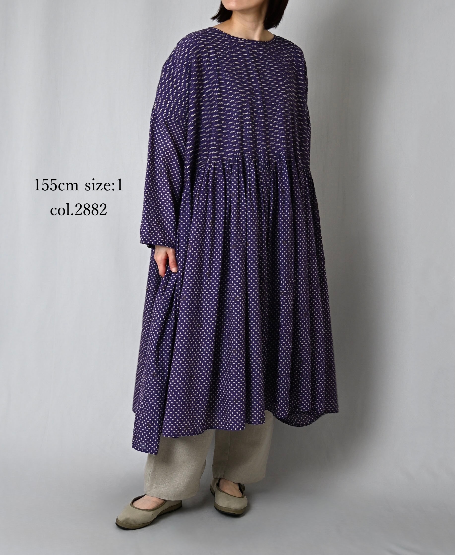 INMDS26082(ワンピース) 80s VOILE SQUARE BLOCK PRINT MINI PINTUCK