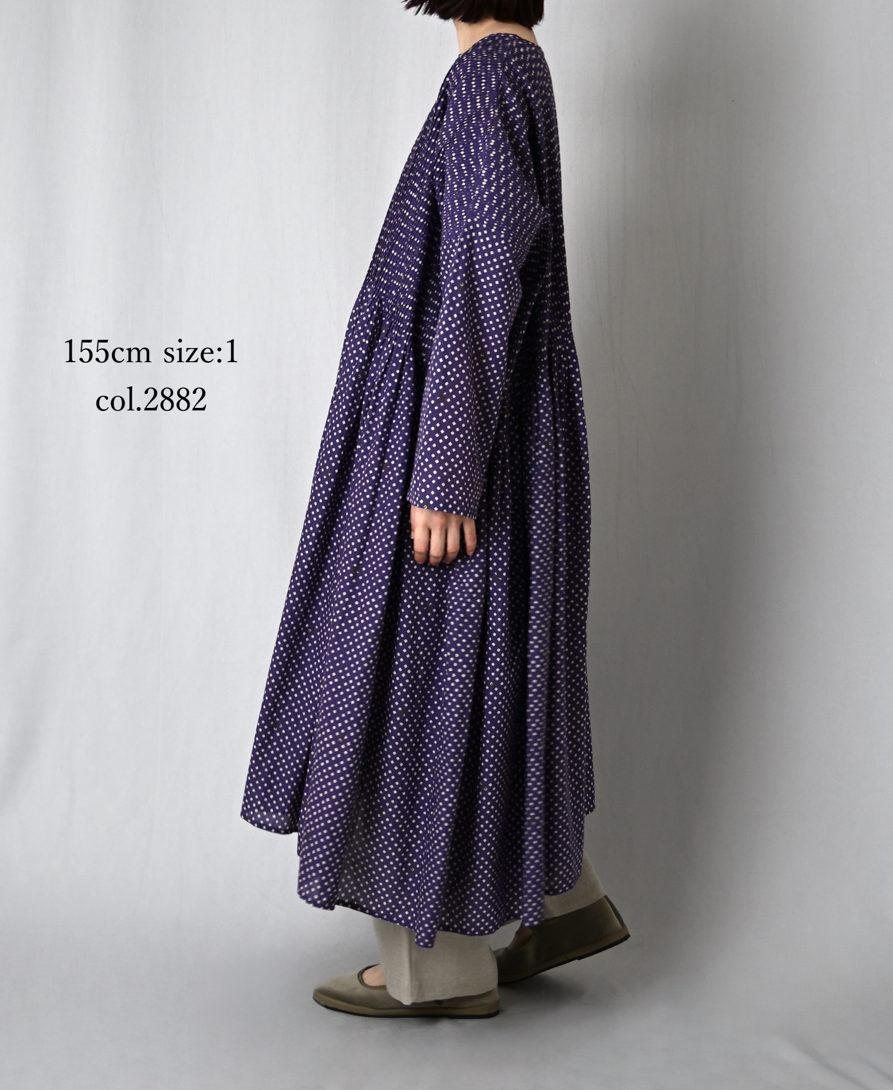 INMDS26082(ワンピース) 80s VOILE SQUARE BLOCK PRINT MINI PINTUCK
