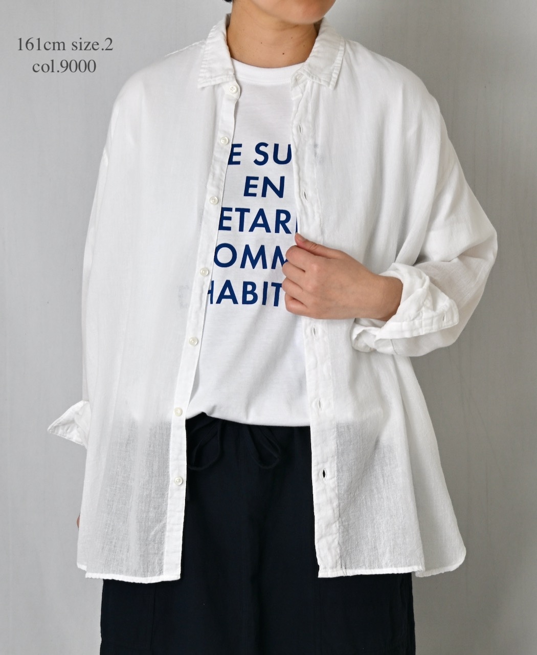 INAM2502G3D(シャツ) 30s GAUZE PLAIN OVERDYE UTILITY REGULAR COLLAR SHIRT