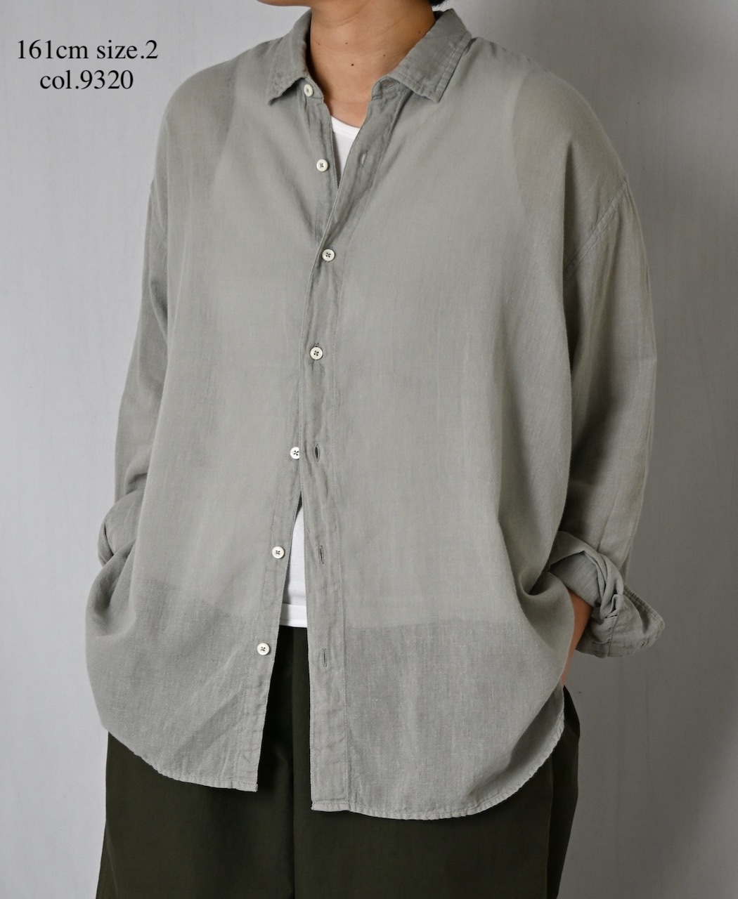 INAM2502G3D(シャツ) 30s GAUZE PLAIN OVERDYE UTILITY REGULAR COLLAR SHIRT