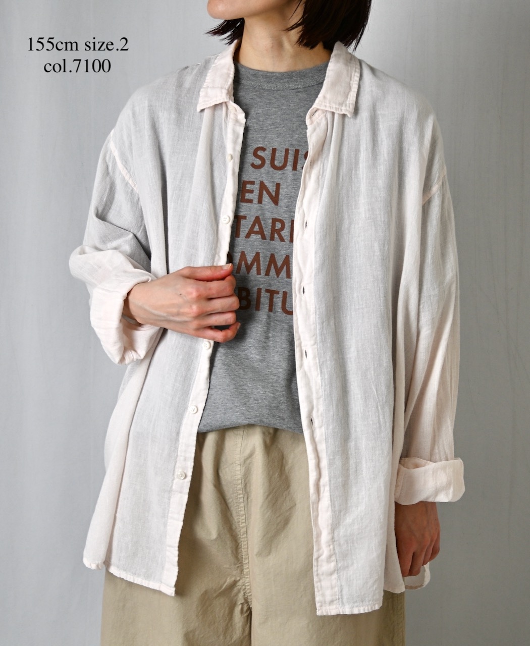 INAM2502G3D(シャツ) 30s GAUZE PLAIN OVERDYE UTILITY REGULAR COLLAR SHIRT