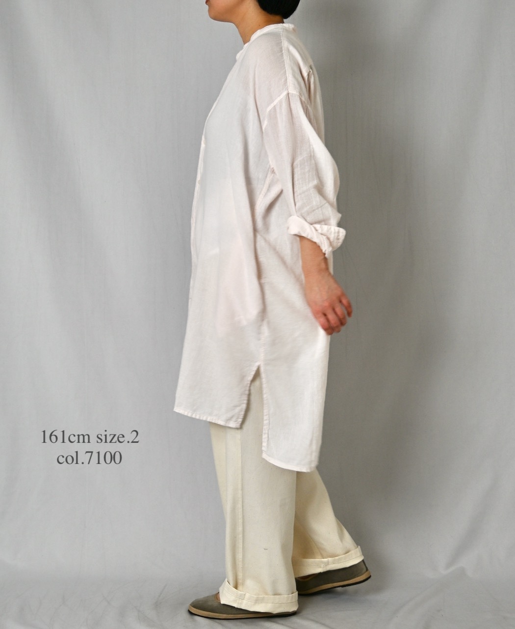 INAM2503G3D(シャツ) 30s GAUZE OVERDYE UTILITY BANDED COLLAR LONG SHIRT