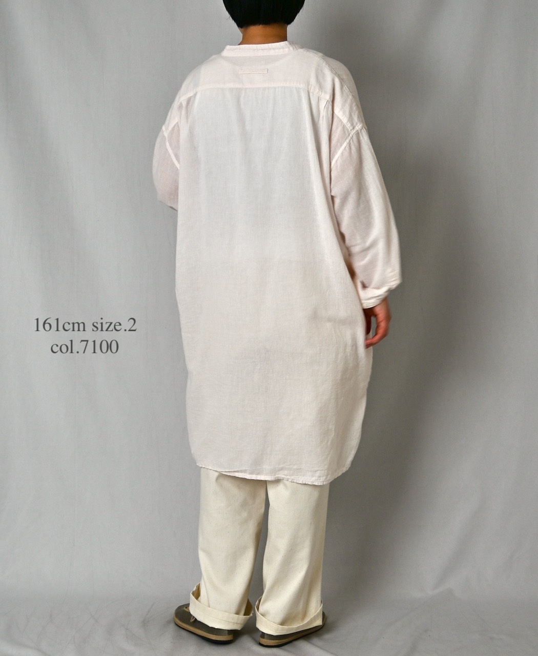 INAM2503G3D(シャツ) 30s GAUZE OVERDYE UTILITY BANDED COLLAR LONG SHIRT