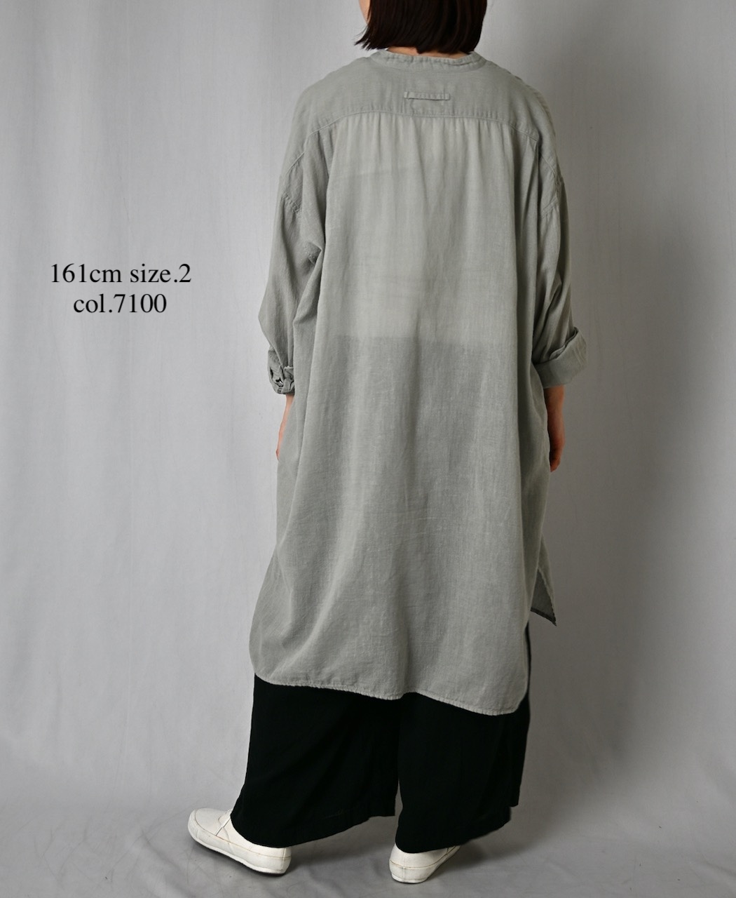 INAM2503G3D(シャツ) 30s GAUZE OVERDYE UTILITY BANDED COLLAR LONG SHIRT