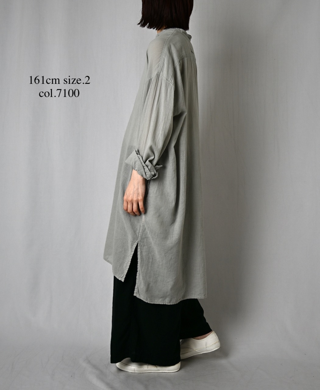 INAM2503G3D(シャツ) 30s GAUZE OVERDYE UTILITY BANDED COLLAR LONG SHIRT