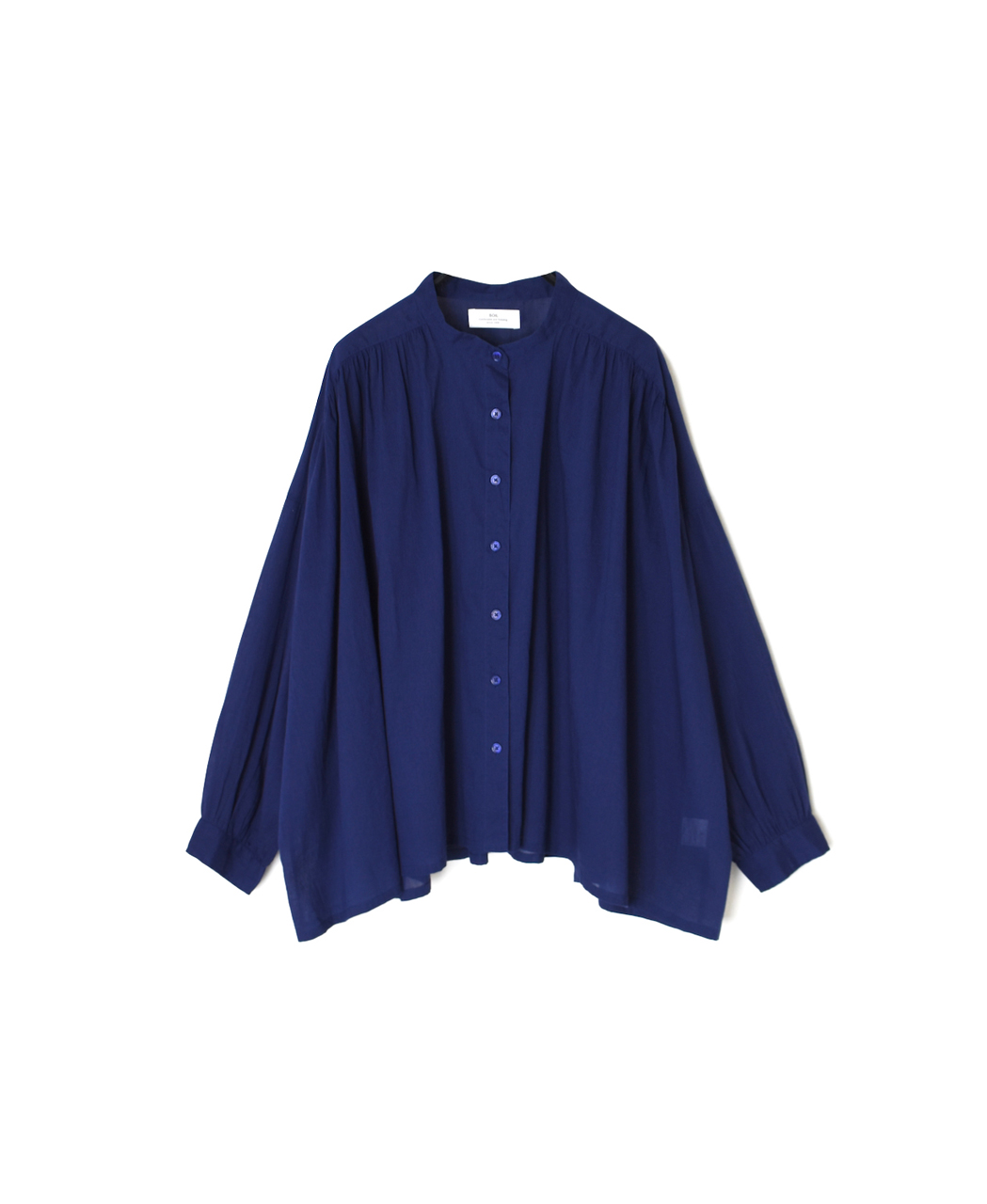 NSL26021(シャツ) 80s COTTON VOILE PLAIN BANDED COLLAR GATHERED SHIRT