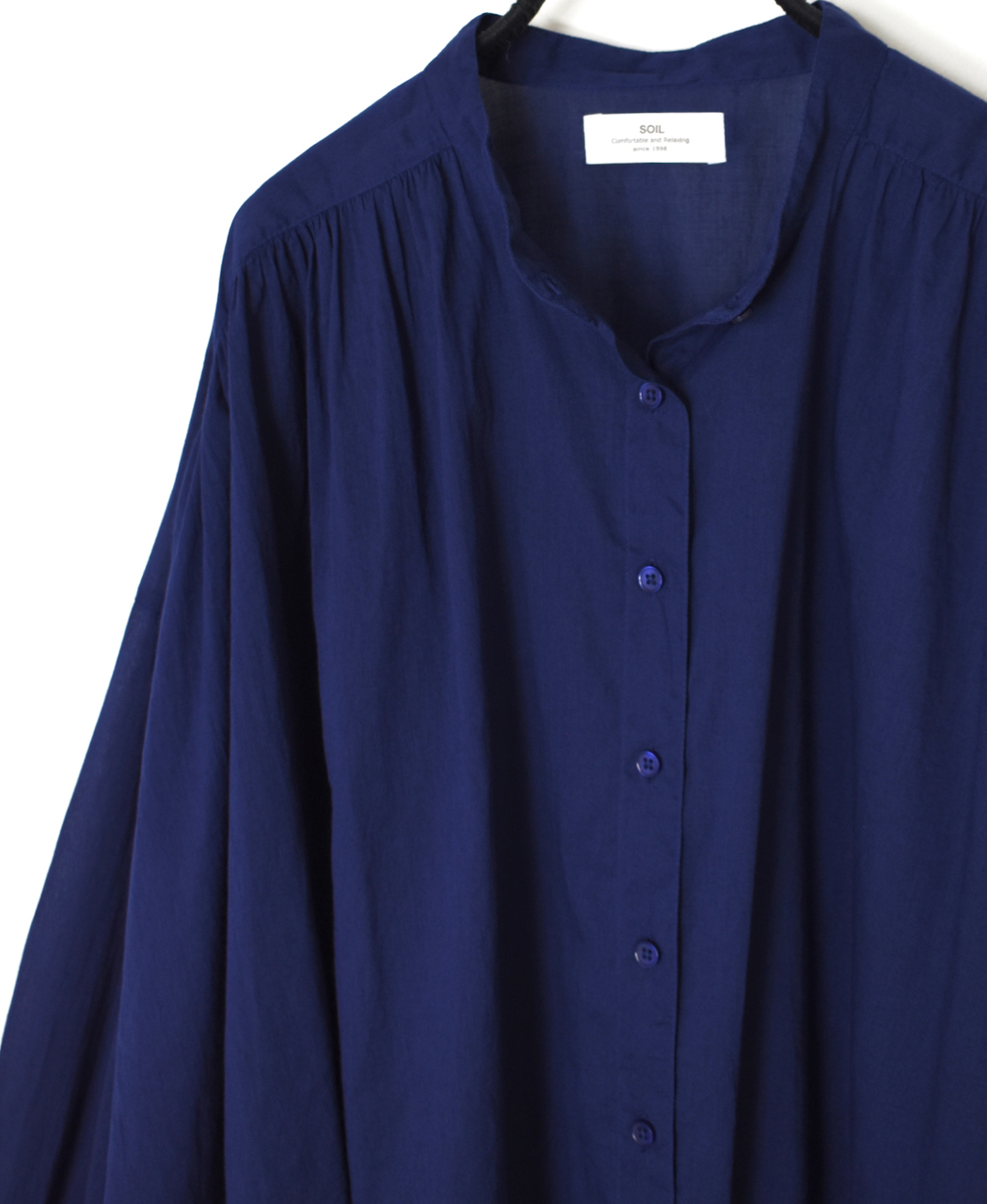 NSL26021(シャツ) 80s COTTON VOILE PLAIN BANDED COLLAR GATHERED SHIRT