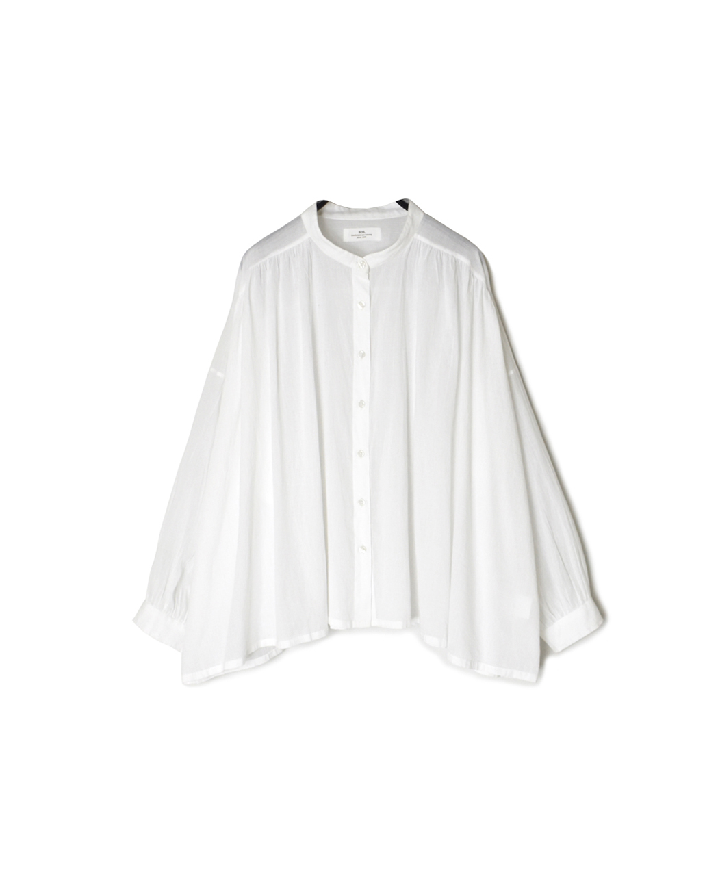 NSL26021(シャツ) 80s COTTON VOILE PLAIN BANDED COLLAR GATHERED SHIRT