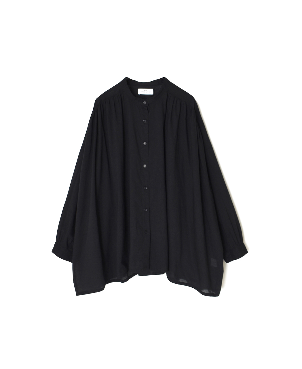 NSL26021(シャツ) 80s COTTON VOILE PLAIN BANDED COLLAR GATHERED SHIRT