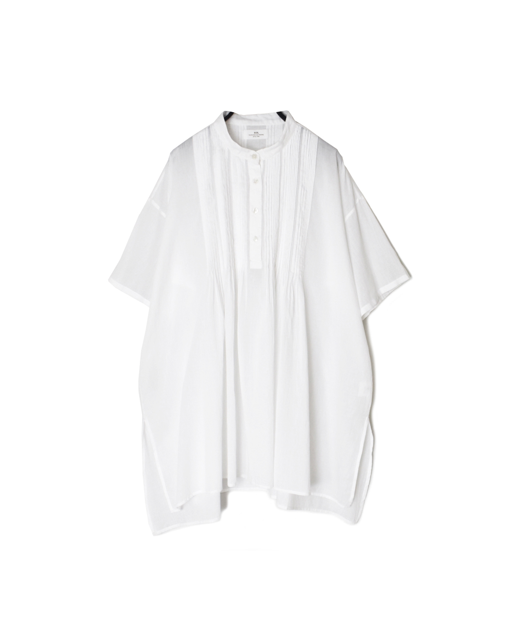 NSL26023(シャツ) 80s COTTON VOILE PLAIN BANDED COLLAR SHORT/SLEEVE PINTUCK SHIRT