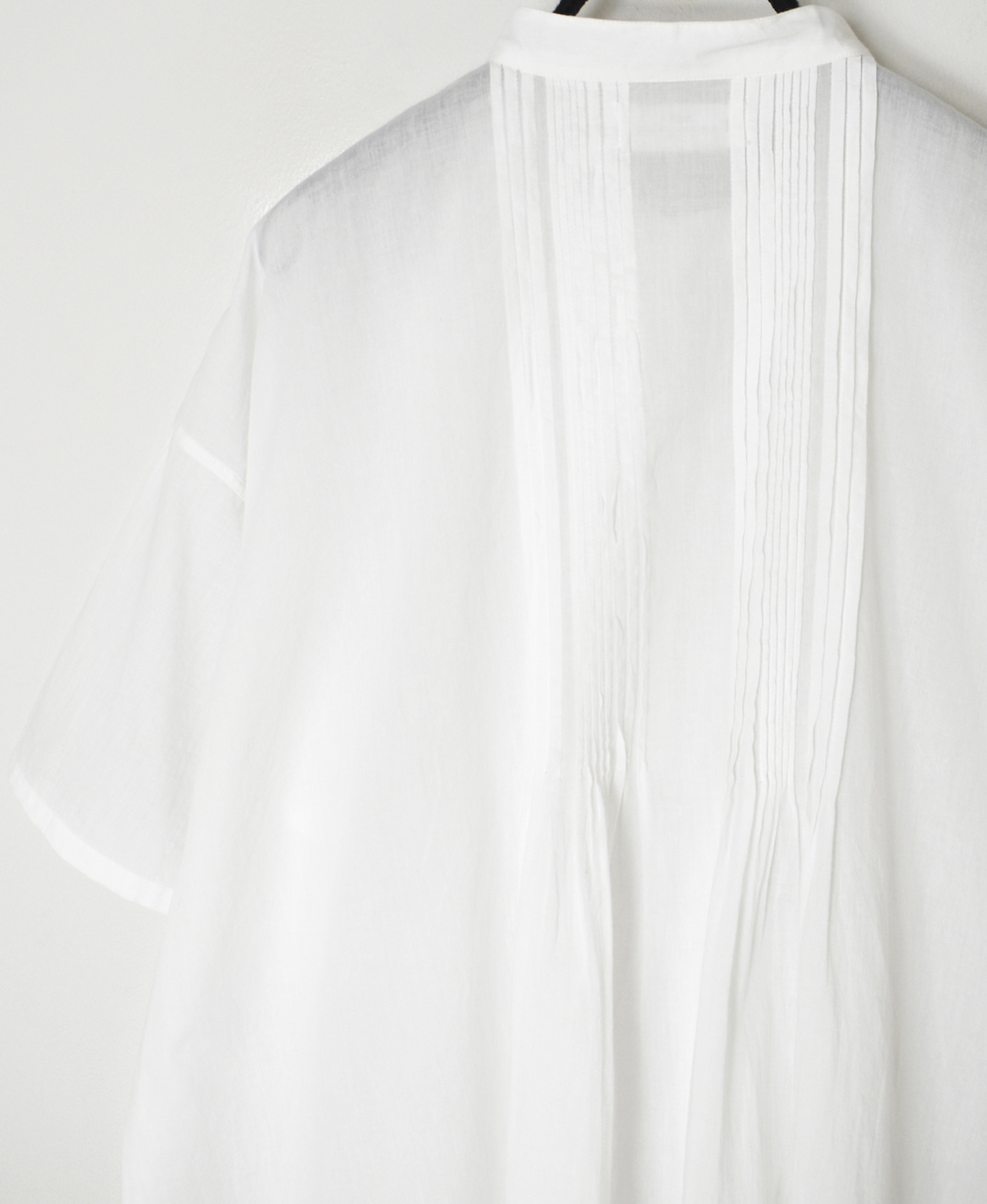 NSL26023(シャツ) 80s COTTON VOILE PLAIN BANDED COLLAR SHORT/SLEEVE PINTUCK SHIRT