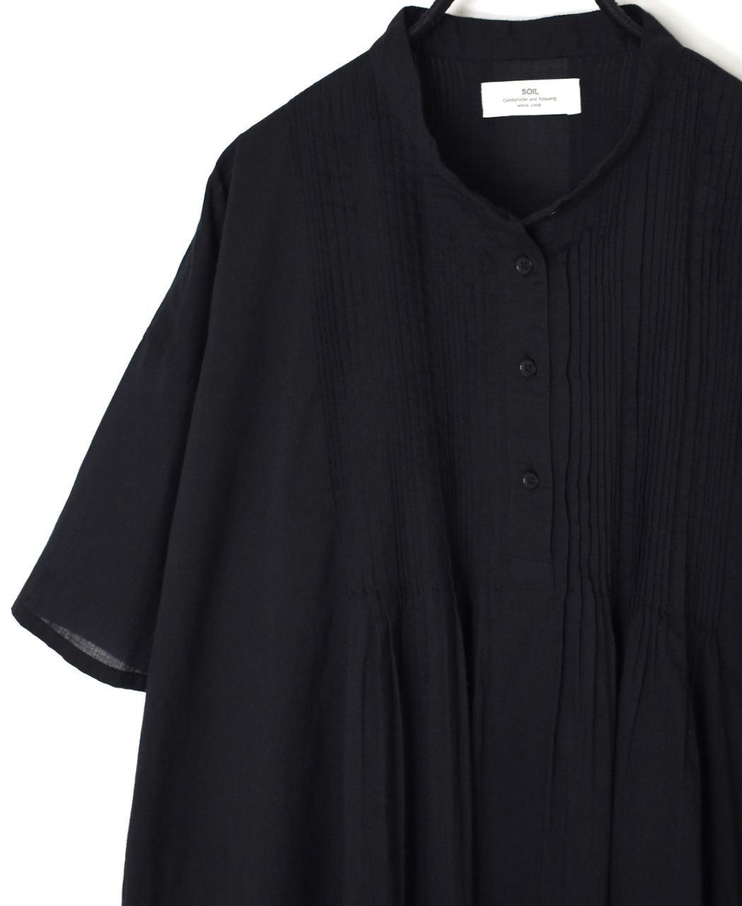 NSL26023(シャツ) 80s COTTON VOILE PLAIN BANDED COLLAR SHORT/SLEEVE PINTUCK SHIRT