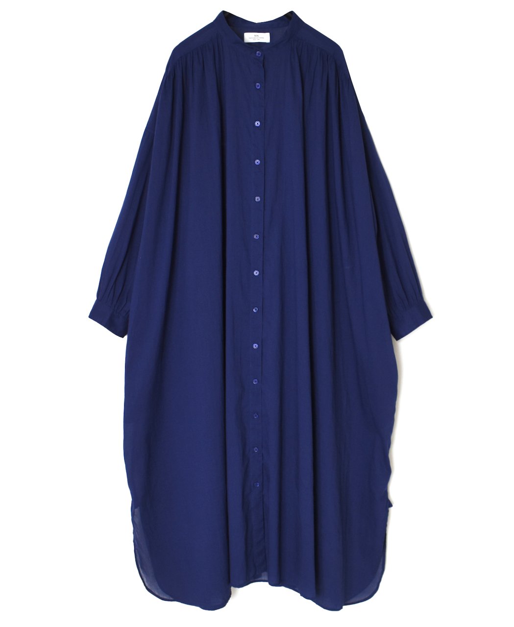 NSL26024(ワンピース) 80s COTTON VOILE PLAIN BANDED COLLAR GATHERED SHIRT DRESS