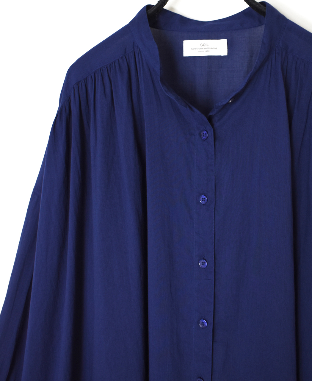 NSL26024(ワンピース) 80s COTTON VOILE PLAIN BANDED COLLAR GATHERED SHIRT DRESS