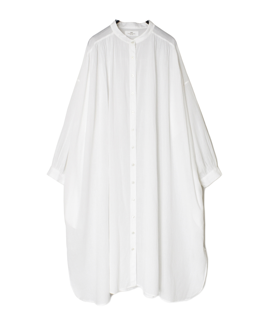 NSL26024(ワンピース) 80s COTTON VOILE PLAIN BANDED COLLAR GATHERED SHIRT DRESS