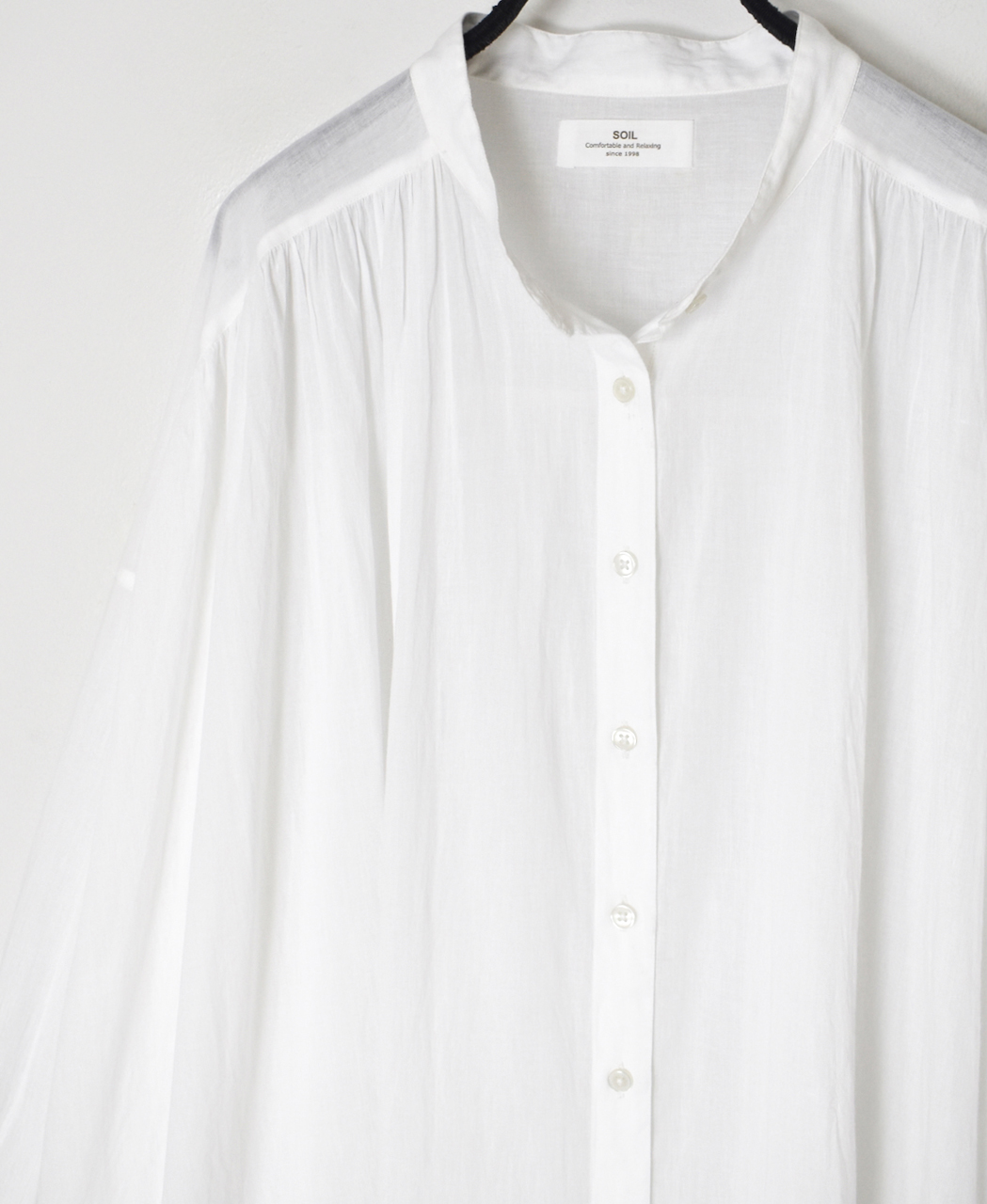 NSL26024(ワンピース) 80s COTTON VOILE PLAIN BANDED COLLAR GATHERED SHIRT DRESS
