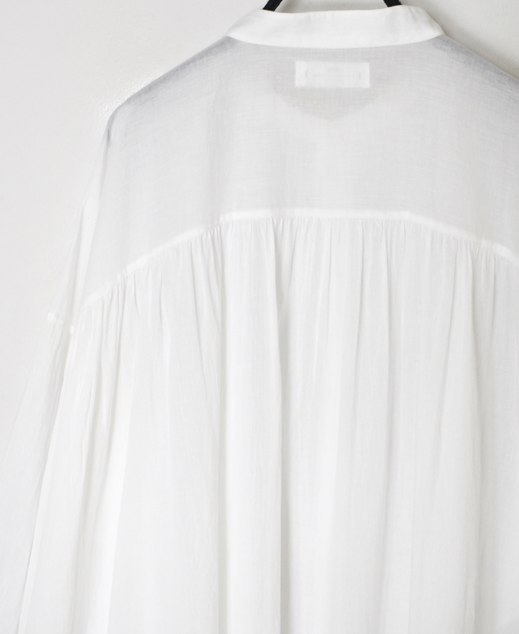 NSL26024(ワンピース) 80s COTTON VOILE PLAIN BANDED COLLAR GATHERED SHIRT DRESS