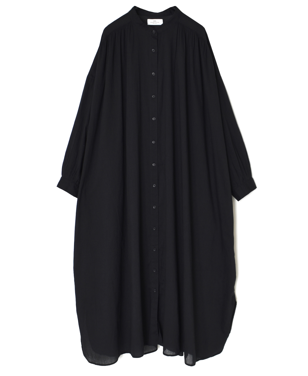 NSL26024(ワンピース) 80s COTTON VOILE PLAIN BANDED COLLAR GATHERED SHIRT DRESS