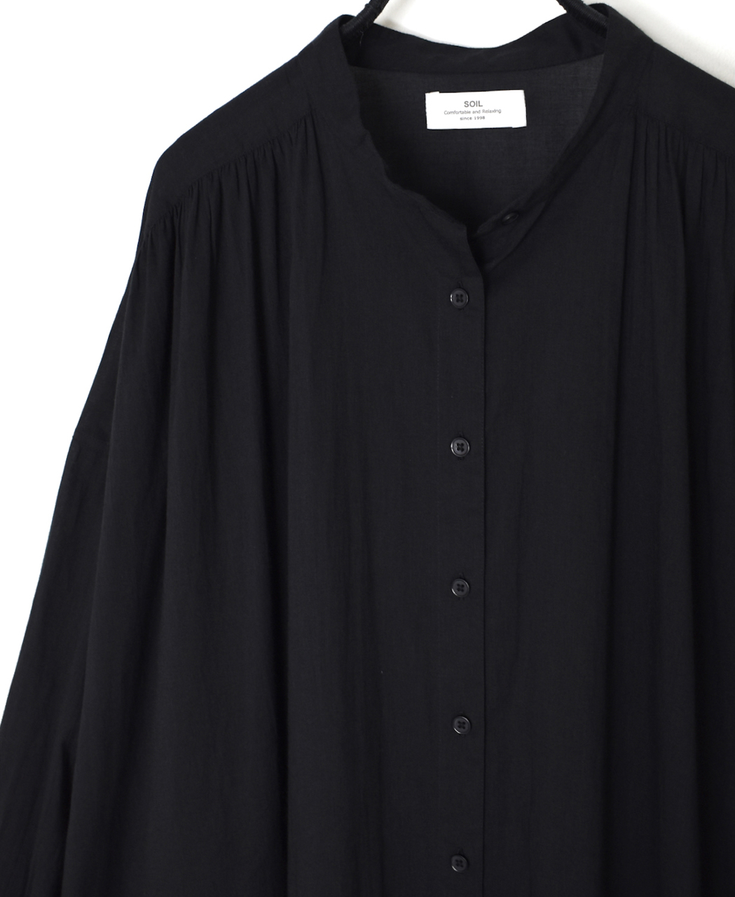 NSL26024(ワンピース) 80s COTTON VOILE PLAIN BANDED COLLAR GATHERED SHIRT DRESS