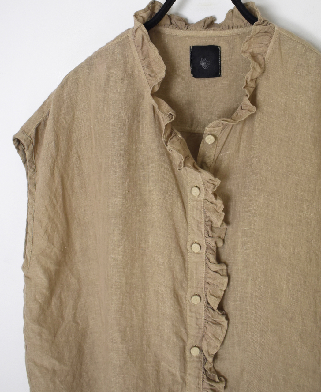 INMDS26001D(シャツ) 60s AUTO LOOM LINEN PLAIN (OVERDYE) FRENCH/SL FRILL COLLAR SHIRT