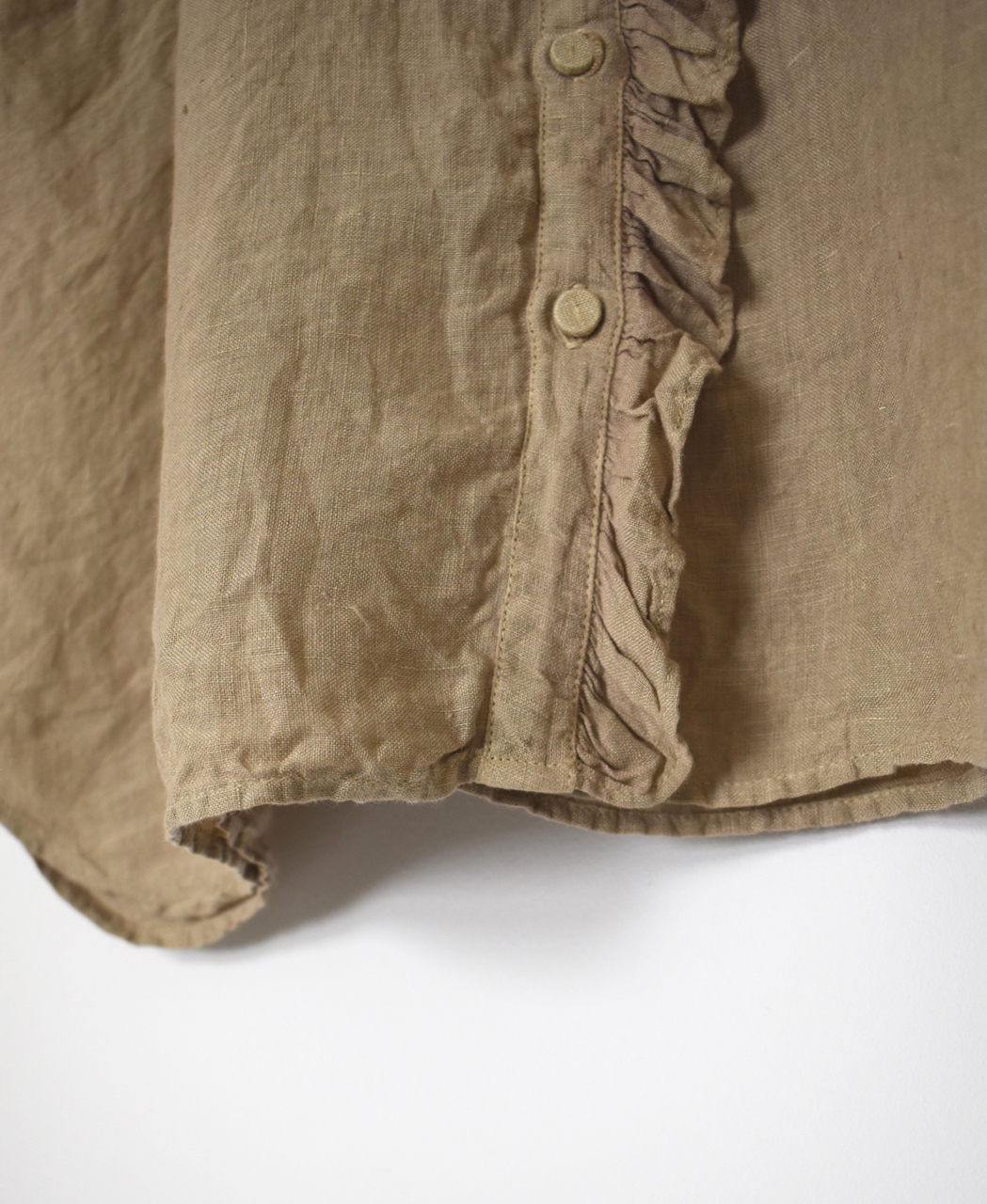 INMDS26001D(シャツ) 60s AUTO LOOM LINEN PLAIN (OVERDYE) FRENCH/SL FRILL COLLAR SHIRT