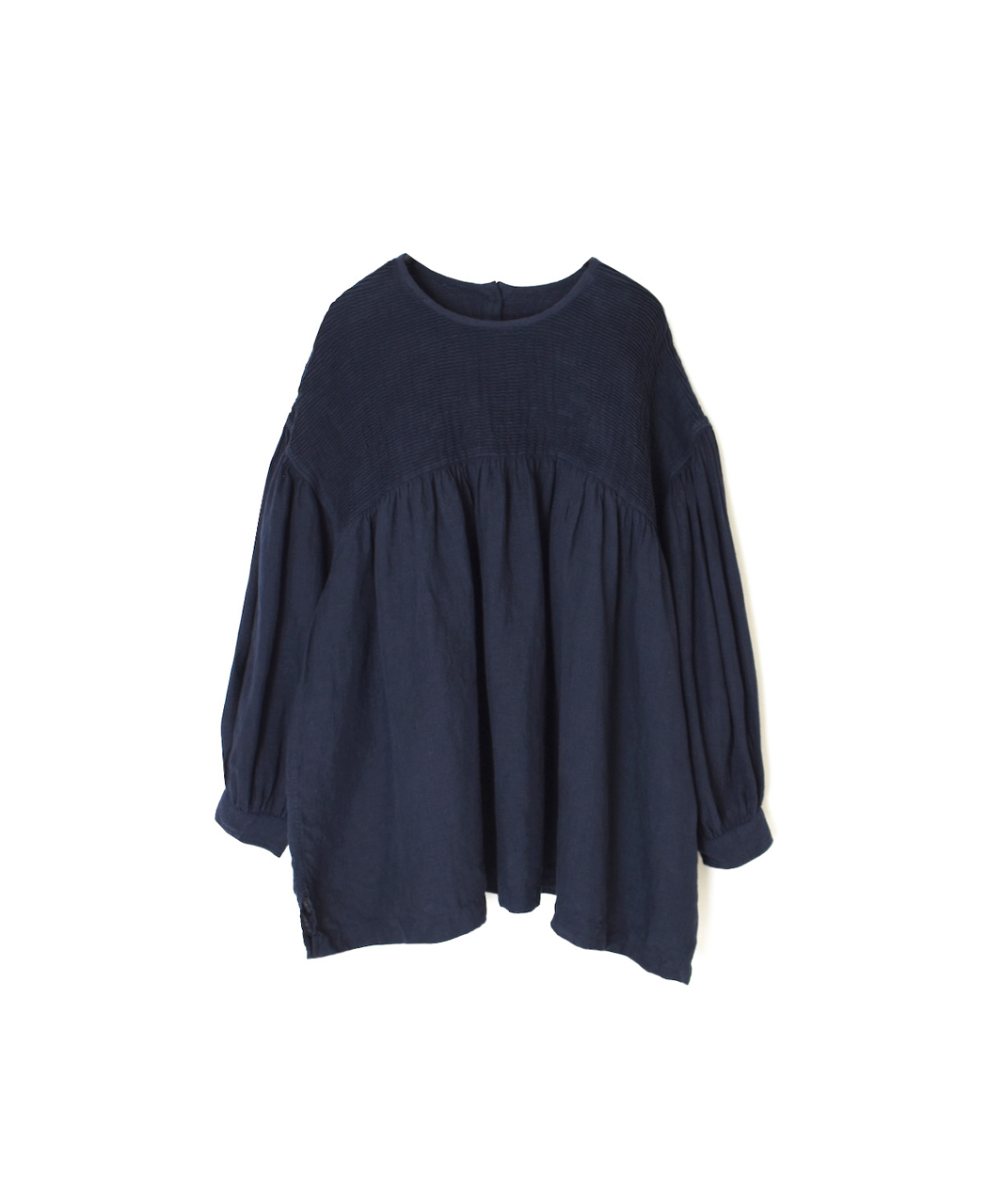 INMDS26003D(シャツ) 60s AUTO LOOM LINEN PLAIN (OVERDYE) BACK OPENING PULLOVER WITH MINI PINTUCK