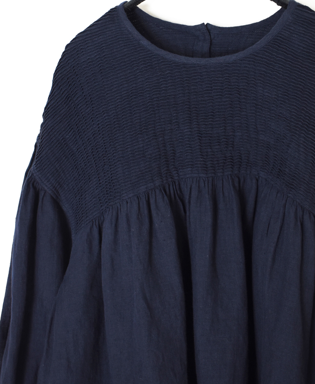 INMDS26003D(シャツ) 60s AUTO LOOM LINEN PLAIN (OVERDYE) BACK OPENING PULLOVER WITH MINI PINTUCK