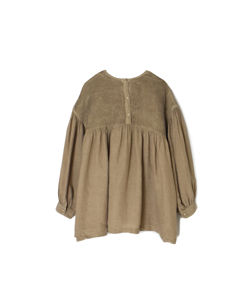 INMDS26003D(シャツ) 60s AUTO LOOM LINEN PLAIN (OVERDYE) BACK OPENING PULLOVER WITH MINI PINTUCK