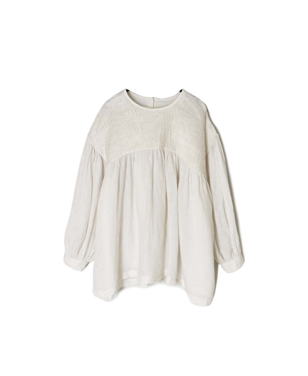 INMDS26003D(シャツ) 60s AUTO LOOM LINEN PLAIN (OVERDYE) BACK OPENING PULLOVER WITH MINI PINTUCK