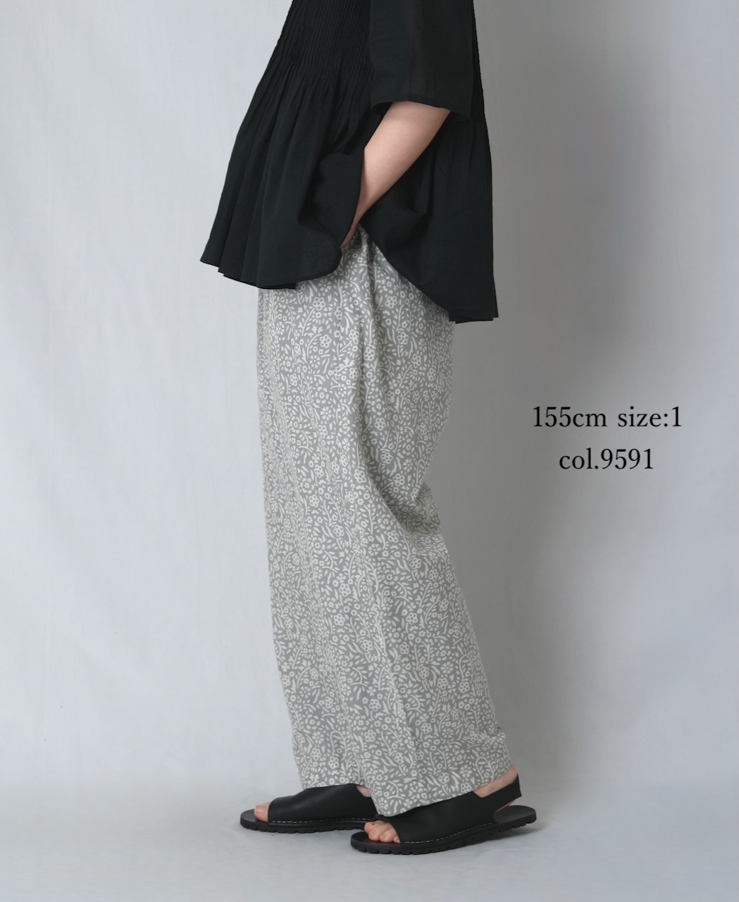 INMDS26106(パンツ) 80s COTTON FLOWER BLOCK PRINT 2TUCK TAPERED EASY PANTS